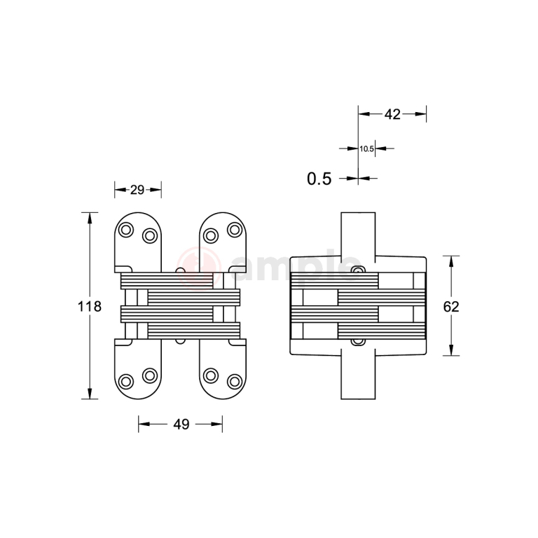 Evaloc-HCC022-SS-Stainless-Steel-Concealed-Hinge-2
