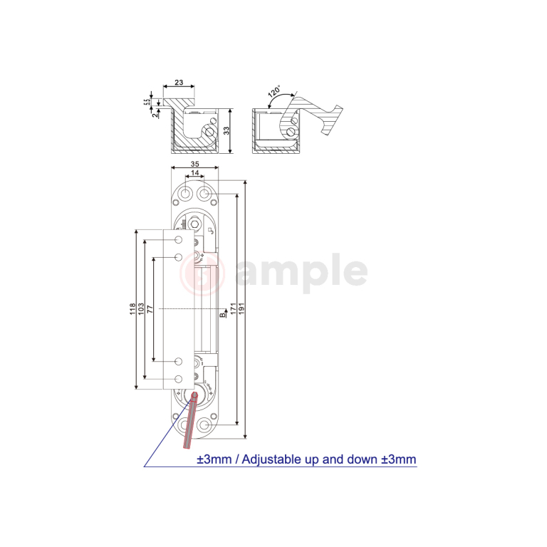 Evaloc Hcc120c Adjustable Concealed Hinge 2