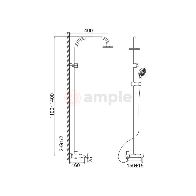 Modena M003 Chrome Shower Set 2 2