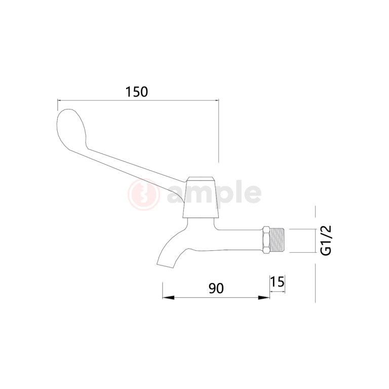 Modena M1208 Chrome Long Lever Bib Tap 2 2