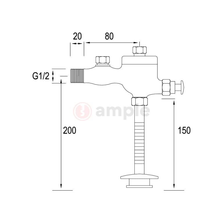 Modena M6206 Chrome Urinal Flush Valve 2 2