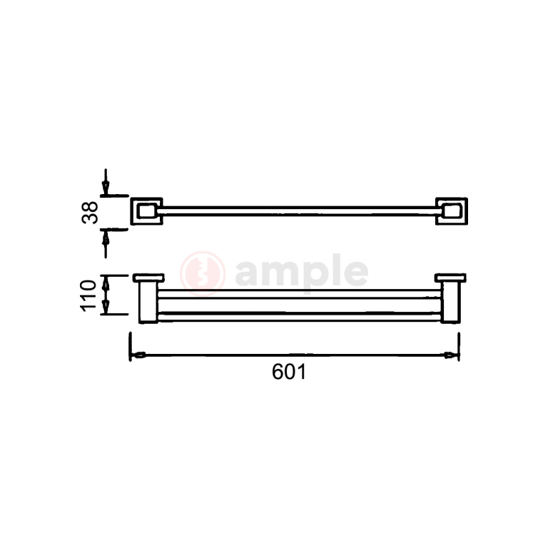 Modena M9202 Satin Stainless Steel Double Towel Rail 2 2