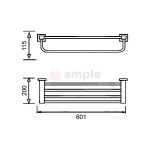 Modena M9203a Satin Stainless Steel Towel Rack Bar 2 2