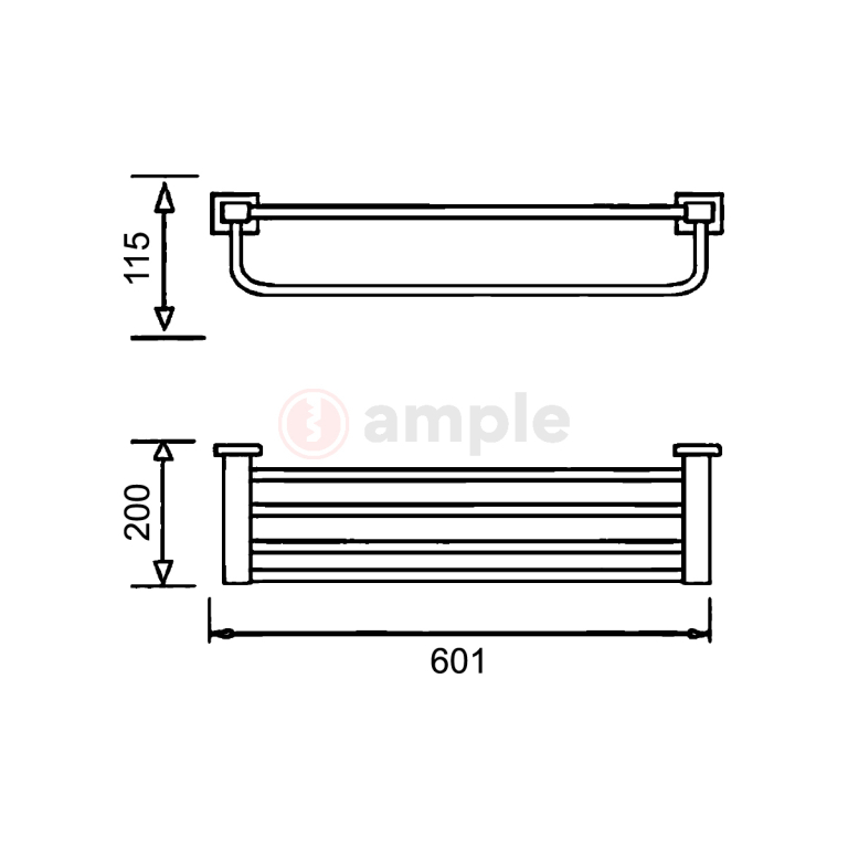 Modena M9203a Satin Stainless Steel Towel Rack Bar 2 2