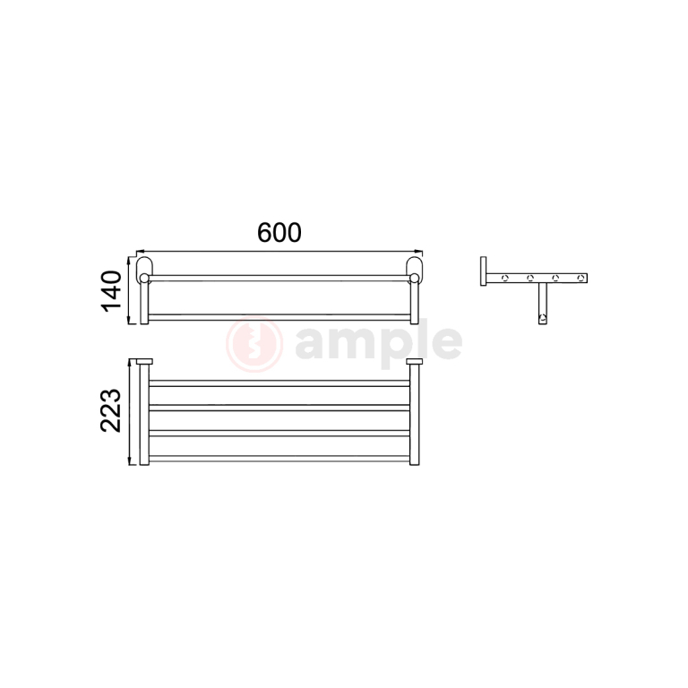 Modena M9502 Polished Stainless Steel Towel Rack Bar 2 2
