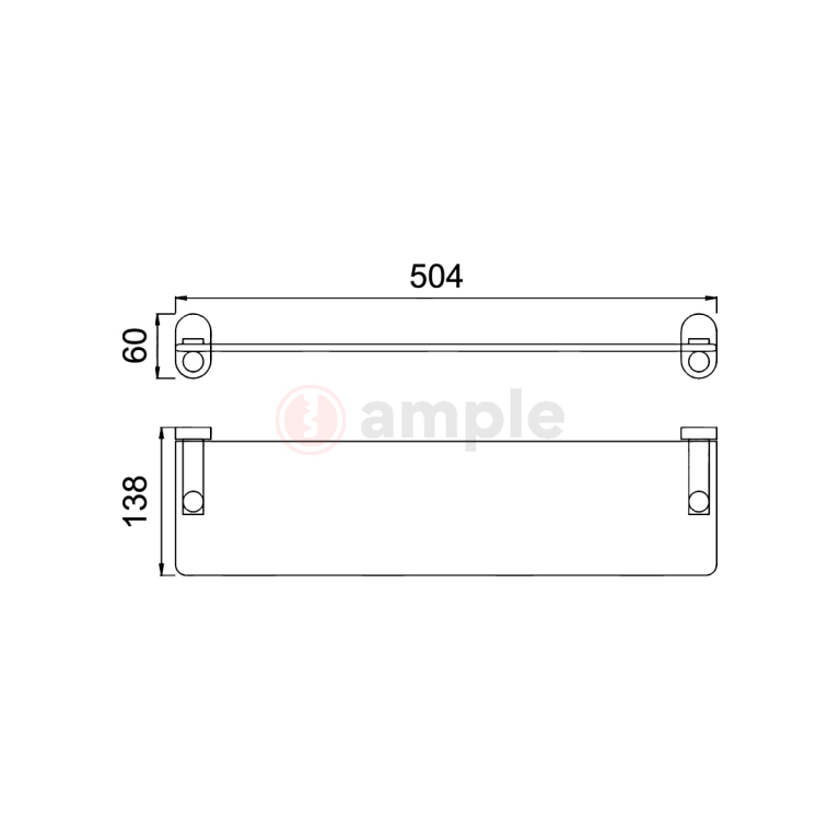 Modena M9504 Polished Stainless Steel Glass Shelf 2 2