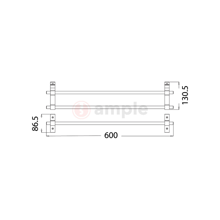 Premio Bk 3602 Double Towel Bar 2
