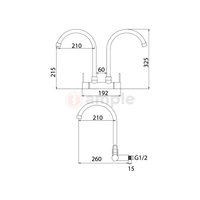 Premio Tk 4606s Double Sink Wall Tap 2
