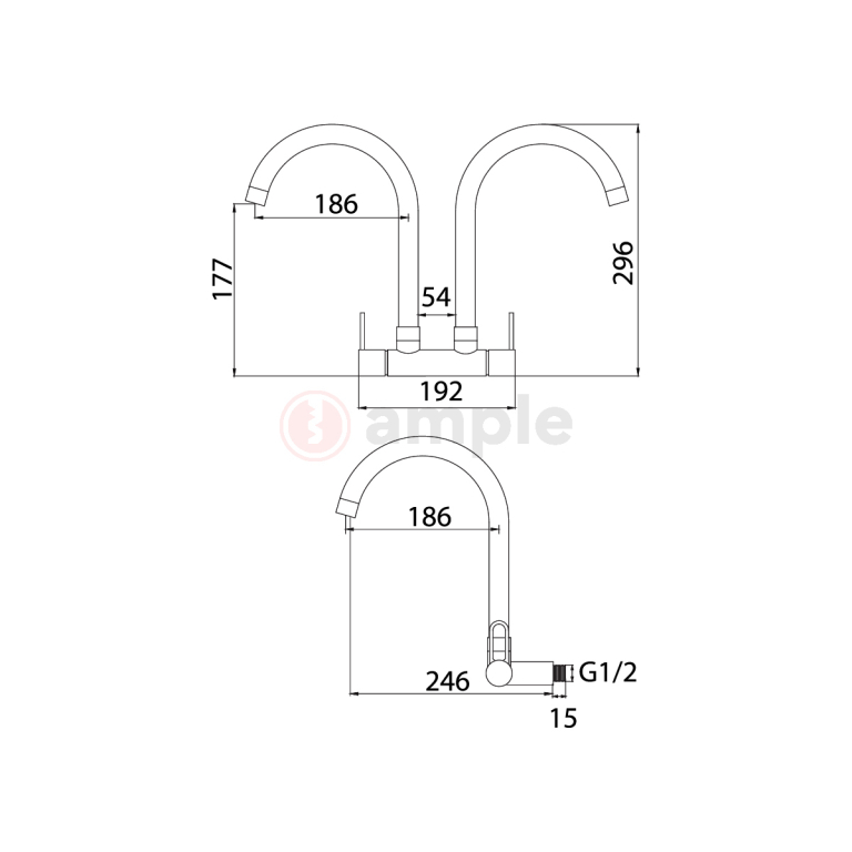 Premio Tk 4806r Double Sink Wall Tap Grande 2